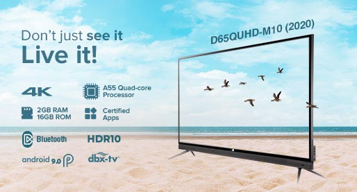 D65QUHD-M10 (2020) - 65 Inch 4k Smart LED TV with In-built Soundbar
